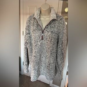 True Grit Gray Zip-Up Sherpa Sweater